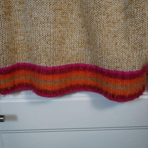 Gap Womens chunky pullover sweater alpaca wool blend size Small Tan Pink orange - Picture 3 of 5